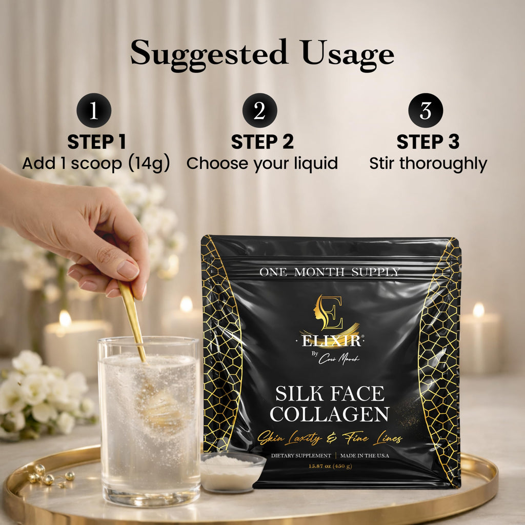Silk Face Collagen - Collagen Peptides Powder for Women, Face and Neck 14g Protein | Ultra Low Molecular Weight Collagen – for Skin, Hair, Nail, Joint & Gut Health, 15.87 oz (450g) Cocó March