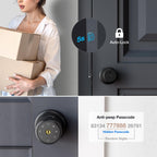 ThorBolt G1 Fingerprint Door Knob Lock with Keypad Biometric Door Knob Auto-Lock 4* AAA Alkaline Batteries Interior Door Lock for Bedroom, Garage, Office, Pantry Door Silver