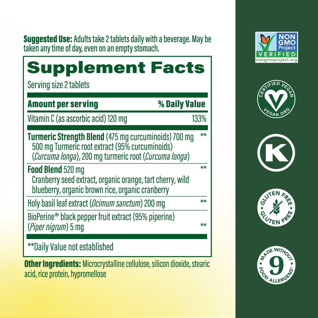 MegaFood Whole Body Turmeric Curcumin Supplement - Turmeric Supplement With Black Pepper & Vitamin C - 475 mg Curcuminoids Per Serving - Antioxidant & Immune Support - Vegan - 60 Tablets, 30 Servings
