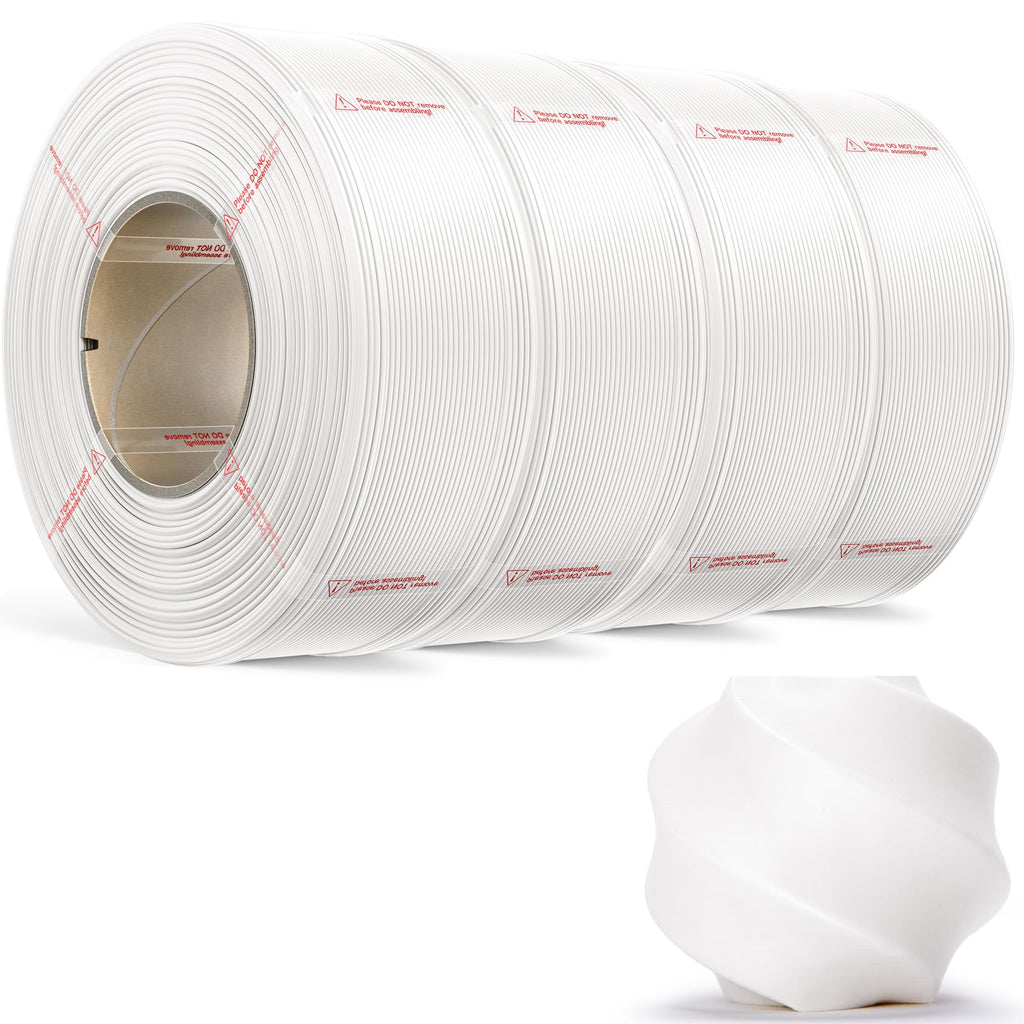 MarsWork PLA Basic, Pre-Dried Refill Filament 4-Pack Bundle (4kg/8.8lbs) for Reusable Spools, 1.75mm Spool-Less Bulk PLA 3D Printing Filament, Compatible with Bambu Lab 3D Printers – White x 4