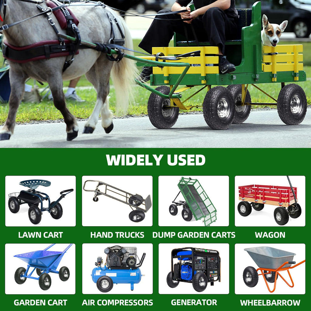 AR-PRO (2 Pack) 4.10/3.50-4 Tire and Wheel, Replacement Pneumatic Tires 10-Inch Wheel with 5/8" Bearings and 2.2" Offset Hub, Compatible with Hand Truck, Wheelbarrow, Wagon, Gorilla Carts