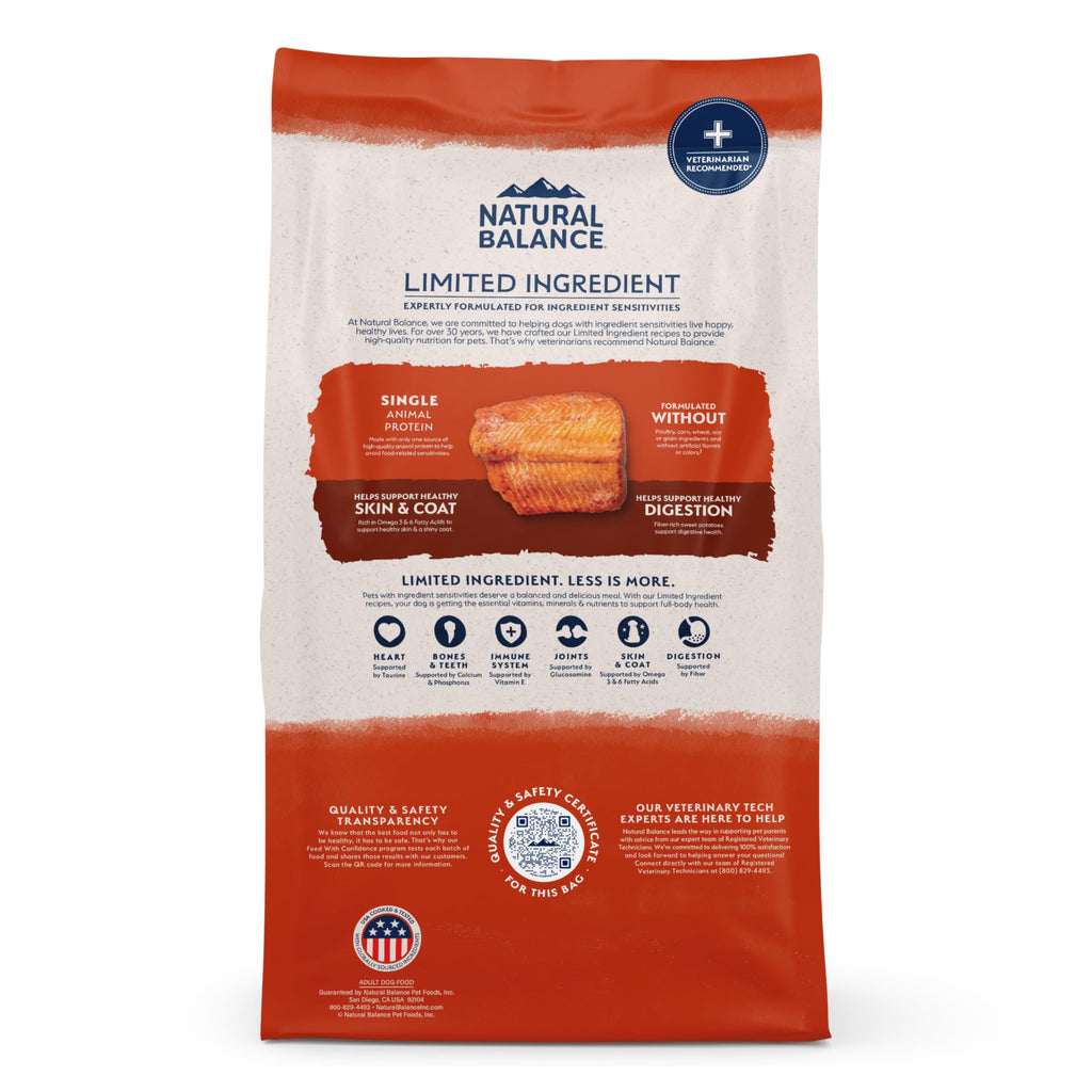 Natural Balance Limited Ingredient, Dog Food, Salmon & Sweet Potato, 24 lb