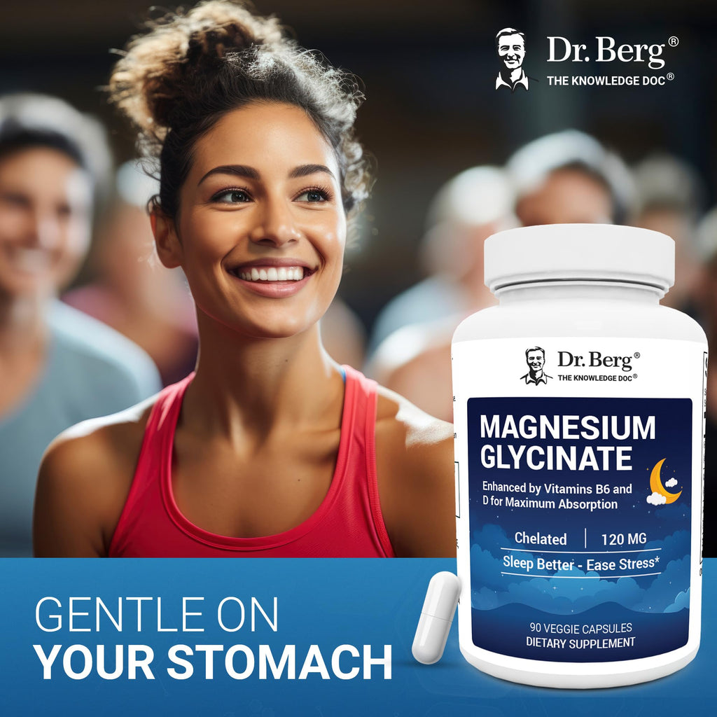Dr. Berg Magnesium Glycinate 90ct – 4-in-1 Chelated for Muscle, Nerve, Sleep & Stress Support*– w/ D3, B6 & Zinc – 4X Lab-Tested – No Fillers – Formulated in USA, GMP-Certified