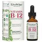 Organic Vitamin B12 1000 mcg Sublingual Liquid Drops For Adults, 6 Months Supply 1 oz, Methylcobalamin & Adenosylcobalamin - Bioactive Blend for Energy, Clarity & Focus - Vegan, Non-GMO, Unflavored