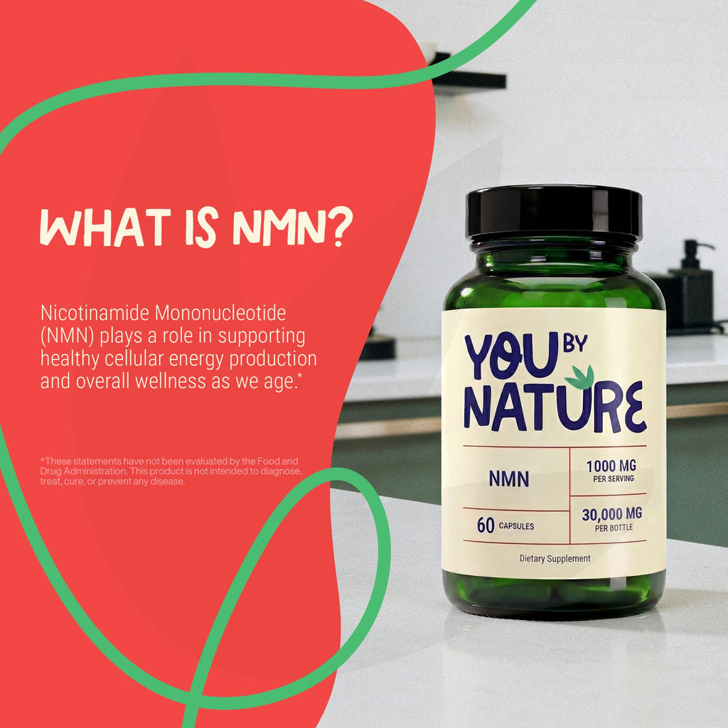 YOUBYNATURE NMN 1000mg Nicotinamide Mononucleotide Supplement | Vegan Gluten-Free Unflavored Veggie Capsules | 60 Capsules | 30 Servings | Daily Supplement for Adults