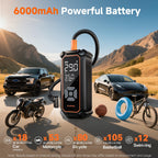 OlarHike Tire Inflator Portable Air Compressor, Lightning-Fast Inflation, Dual Power - 6000mAh & 12V DC, Cordless Air Pump for Car Tires, Bikes, Motorcycle, Balls with LED & Digital Pressure Gauge