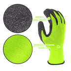 Evridwear Crinkle Latex Rubber Hand Coated Safety Work Gloves for Men Women General Multi Use Construction Warehouse Gardening Assembly Landscaping (Large, Green 12 Pairs)