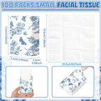 Therwen 100 Pack Pocket Tissues Travel Packs Bulk 1000 Sheet Mini Tissues Bulk 3 Ply Small Travel Size Paper Individual Pocket Size (Butterfly)