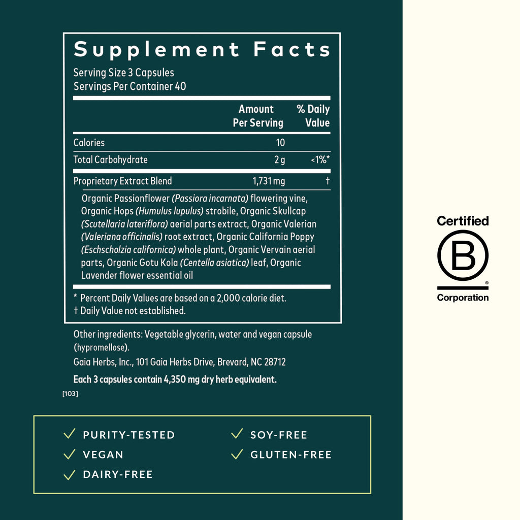 Gaia Herbs Sound Sleep - Sleep Support Supplement - Herbal, Plant-Powered Support for Calm & Relaxation* - Valerian Root, Passionflower & More - 120 Vegan Liquid Phyto-Capsules (40 Servings)