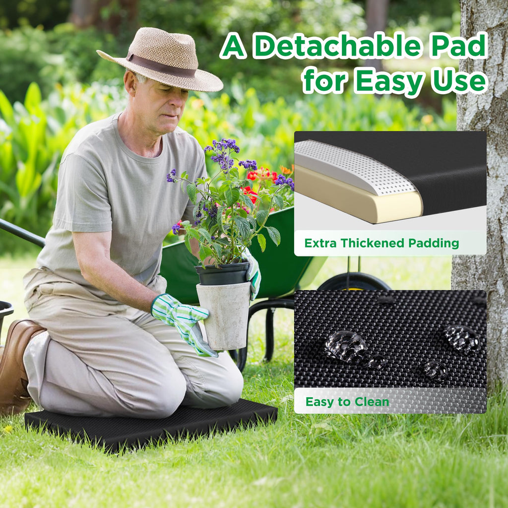 LOENIY 10.8” Wide Garden Kneeler and Seat, Heavy Duty Foldable Garden Stool