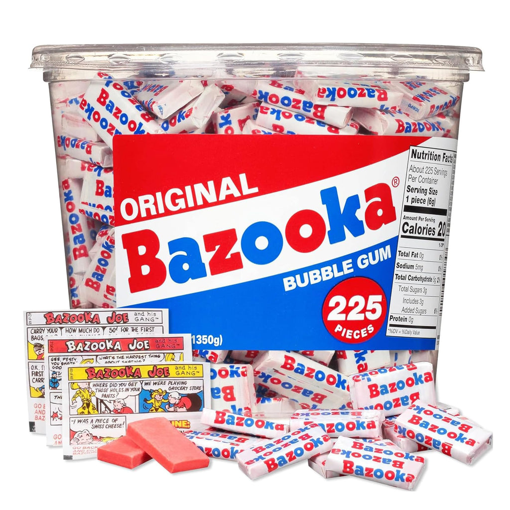 Bazooka Bubble Gum Bulk, 225 Count Tub of Chewing Gum