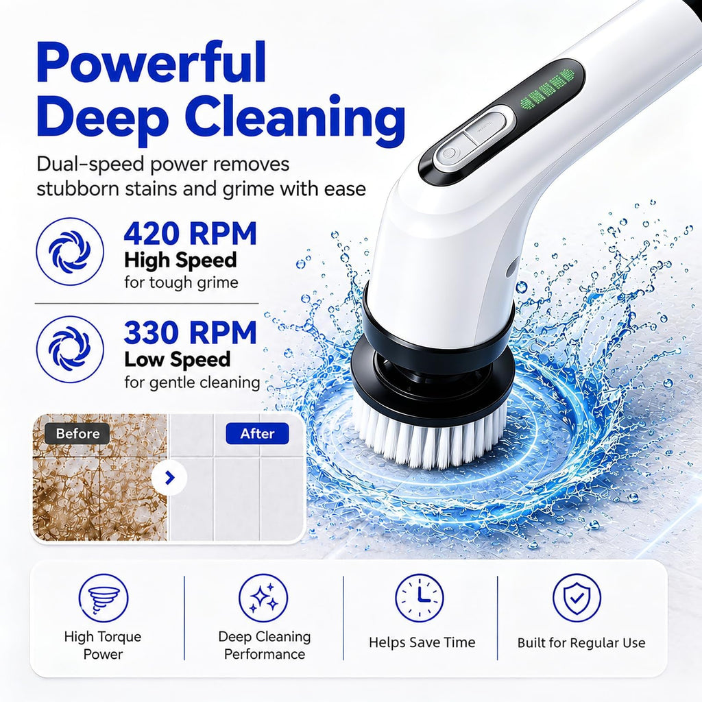 Highyes Electric Spin Scrubber for Bathroom