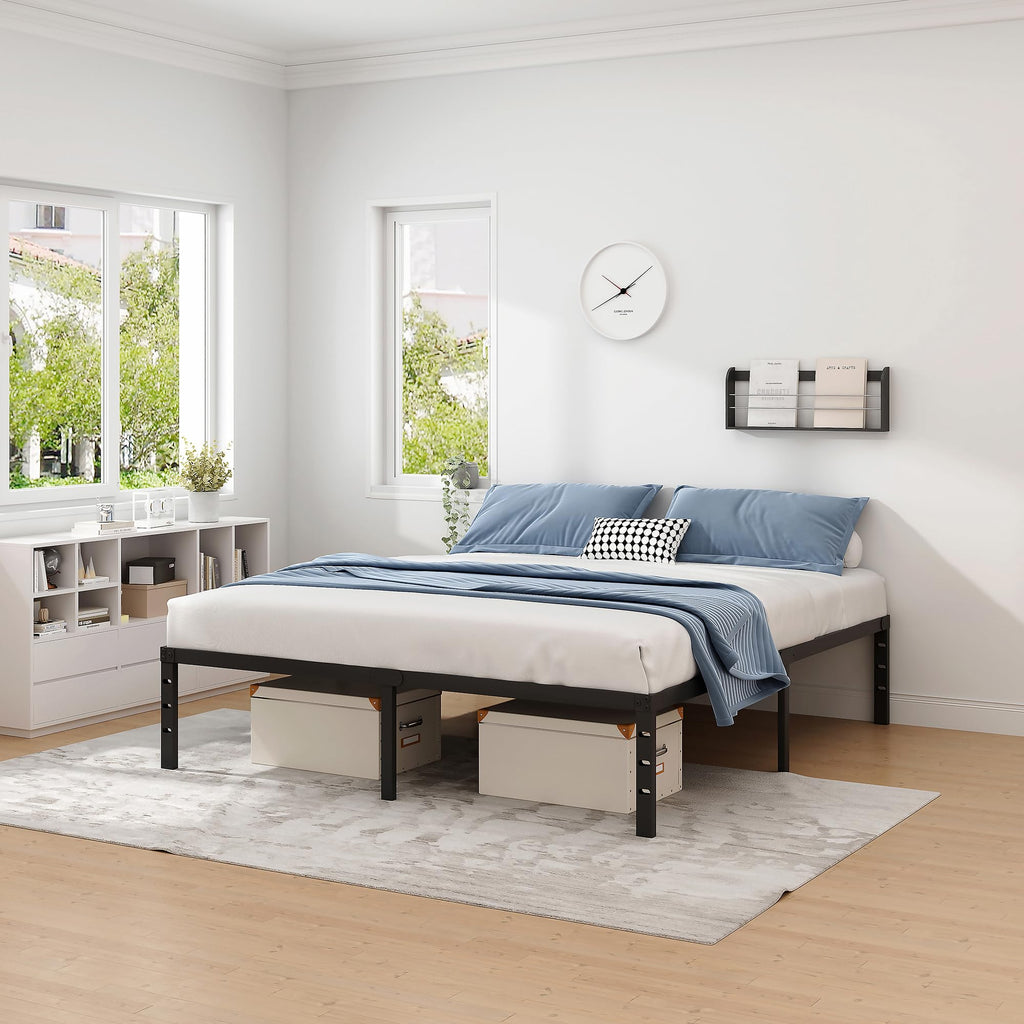NEW JETO Metal Bed Frame,Queen Size Bed Frame with Storage Space,14 Inch