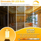 winshine 24 Pack Dimmable G9 LED Light Bulb 2700K Soft White, 40W Equivalent Halogen Replacement, 4W G9 Base Chandelier Light Bulb, T4 Bi Pin Base, CRI85+ 120V 400 Lumens 360 Beam Angle