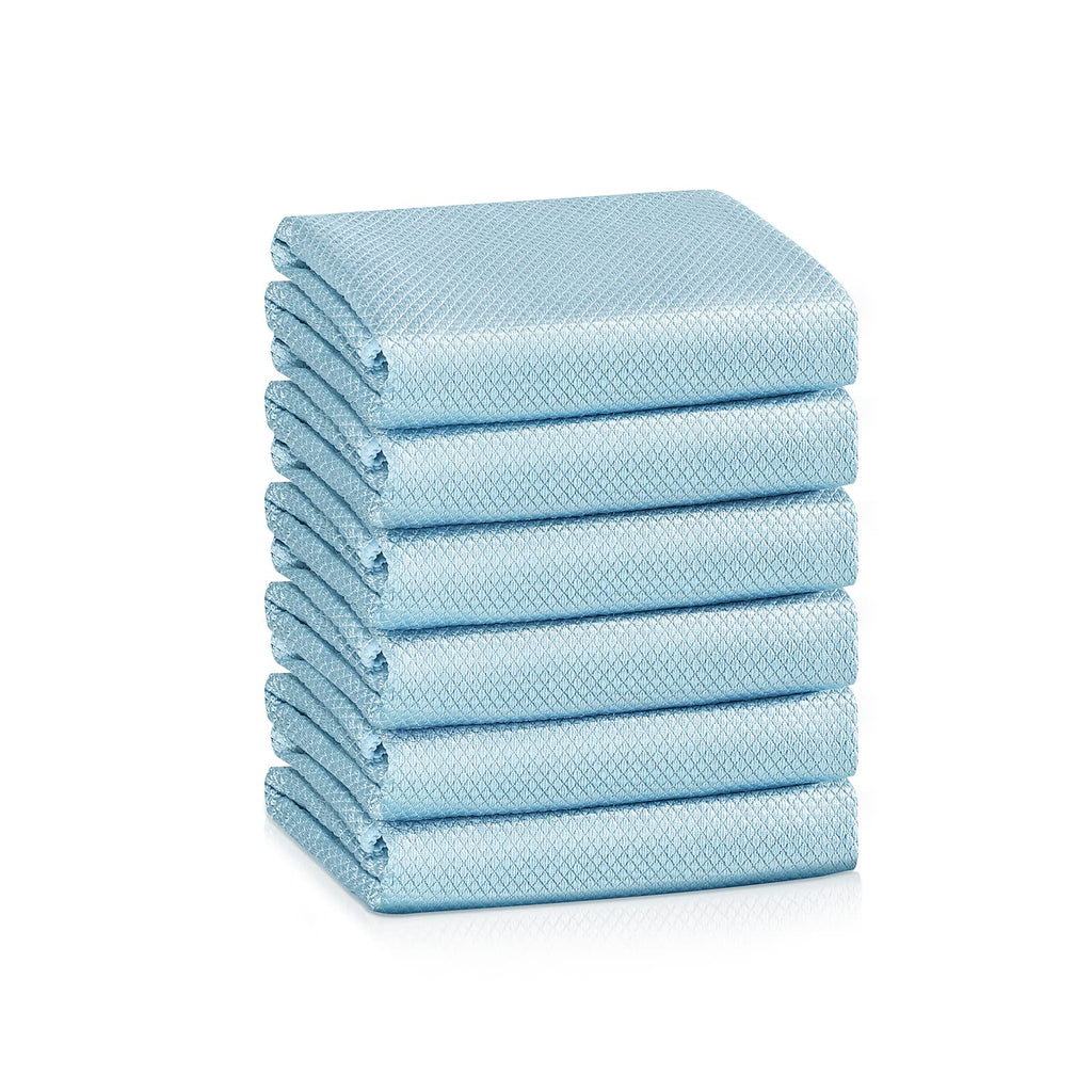Streak Free Miracle Cleaning Cloths Easy Clean Nanoscale,Fish Scale Microfiber Window Mirror Glass Car Stainless Steel Cleaning,Lint Free Dish cloth Wine Glass Polishing Towel,Reusable,Pack 6,Blue