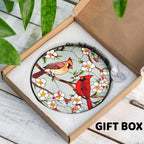 7.8" Cardinal Stained Glass Suncatcher, Cardinal Suncatcher Red Bird Window Hanging, Sun Catcher Red Birds for Window, Cardinals Gifts for Women, Mom, Memorial Gift for Father, Dad BIRD-22B-SG8