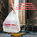TashiBox Thank You plastic bags with handles(500 count),shopping,grocery T-shirt bags for small business,11.5" X 6.25" X 21", 15mic, 0.6 Mil