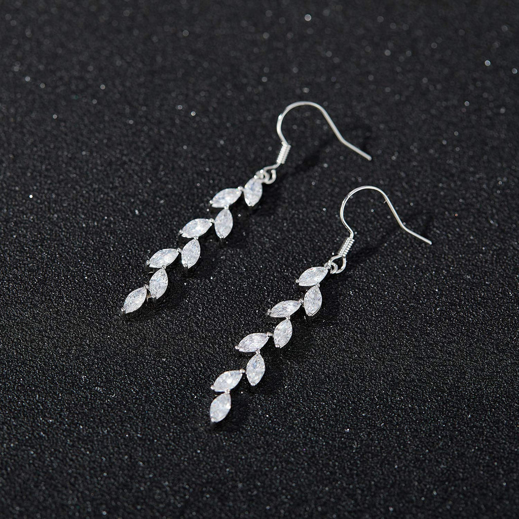 SWEETV Marquise Wedding Bridal Dangle Earrings for Brides Bridesmaid