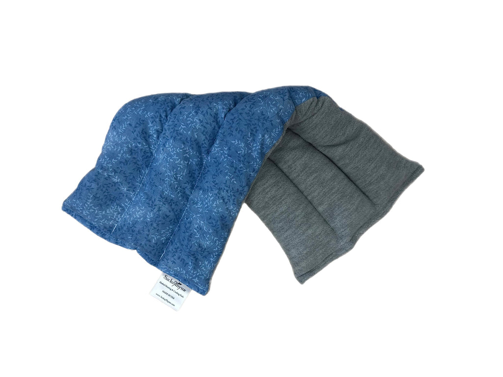 SacksyThyme Microwave Heating Pad for Back, Neck, Menstrual Cramps, Shoulders, Leg Pain Relief - Hot Moist Microwavable Therapy Pack - Blue Unscented Flaxseed Heat Pad Made in USA (Size: 18” x 7”)