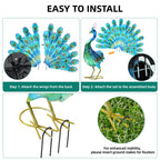Autodaya 27.5" Metal Peacock Garden Statue with Spread Tail Yard Art