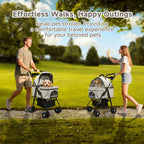 AODI Pet Stroller for Small Dogs and Cats with 4 Wheels, 3 in 1 Foldable Dog Stroller with Detachable Carrier, Breathable Mesh, Storage Basket & Cup Holder, Up to 33 lbs