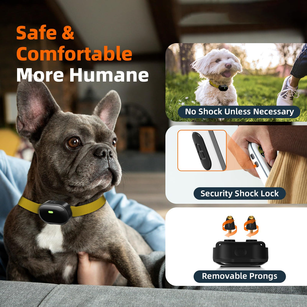 Ultra-Small Dog Shock Collar, Ultra-Light & Thin Dog Training Collar with 1300ft Remote, Tailored for Small Dogs 5-15lbs & Medium Dogs, 198-Level Precise Control, Waterproof, Rechargeable (Black)