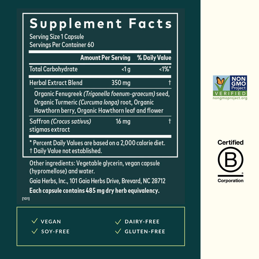Gaia Herbs Period Cycle Serenity - with Clinically Studied Saffron to Support a Positive Mood* - 60 Vegan Liquid Phyto-Caps (60 Servings)