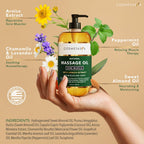 Cosmetasa Massage Oil for Sore Muscle Massage Therapy with Roller - All Natural, Cruelty-Free Massage Oils for Muscle Relaxing & Joint Comfort - Arnica Extract with Lavender & Chamomile Oil (8.8 oz)