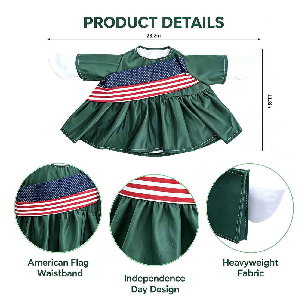 Xnetsby 4th of July Independence Day Statue of Liberty Porch Goose Outfit, America 250th Anniversary Patriotic Costume for 23-Inch Lawn Goose Garden Yard Patio Decoration