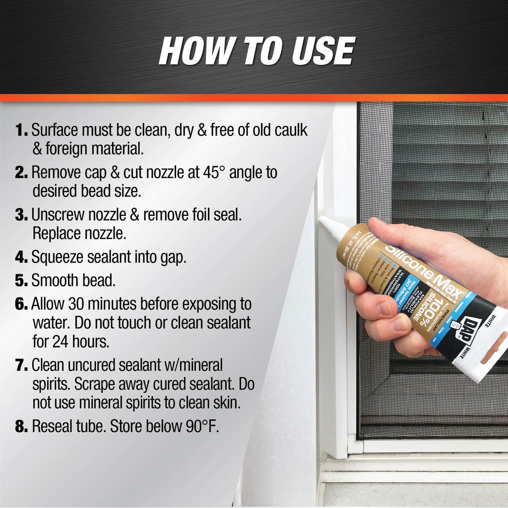 DAP Silicone Max All Purpose Sealant, Clear, 2.8 Oz (7079808792)