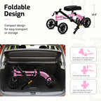 VitaSophy Knee Scooter with Disc Brake, Steerable Knee Walker for Adults,Foldable Rover Scooter for Broken Foot Injured Leg Crutch,Pink