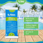 Rx Clear Mega Shock | 73% Calcium Hypochlorite | Kills Algae in Swimming Pools | Works As Pool Sanitizer Clarifier and Algicide | One Pound Bags | 12 Pack