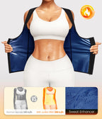 Junlan Sauna Suit for Women Waist Trainer Vest Sweat Tank Top Shaper for Women with Zipper (Blue, XX-Large)