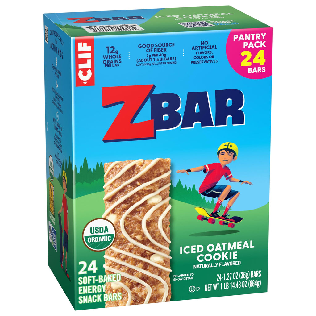Zbar, Iced Oatmeal Cookie, Soft-Baked Energy Snack Bars, Non-GMO, 12g Whole Grains, USDA Organic Granola Bars, Snacks for Kids (24 Pack)