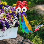 Natelf Outdoor Wacky Metal Rooster Yard Statue Decoration