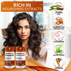 Moroccan Argan Oil Shampoo and Conditioner Set - Sulfate Free with No Parabens - Botanicals for Women and Men - Professional Moisturizing, Anti Frizz, Hydrating Solution for Dry, Wavy and Curly Hair