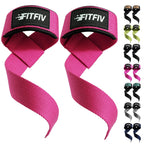 FITFIV Lifting Straps for Weightlifting, Lifting Wrist Straps for Gym Strength Training, Neoprene-padded Wrist Cushion - Men & Women