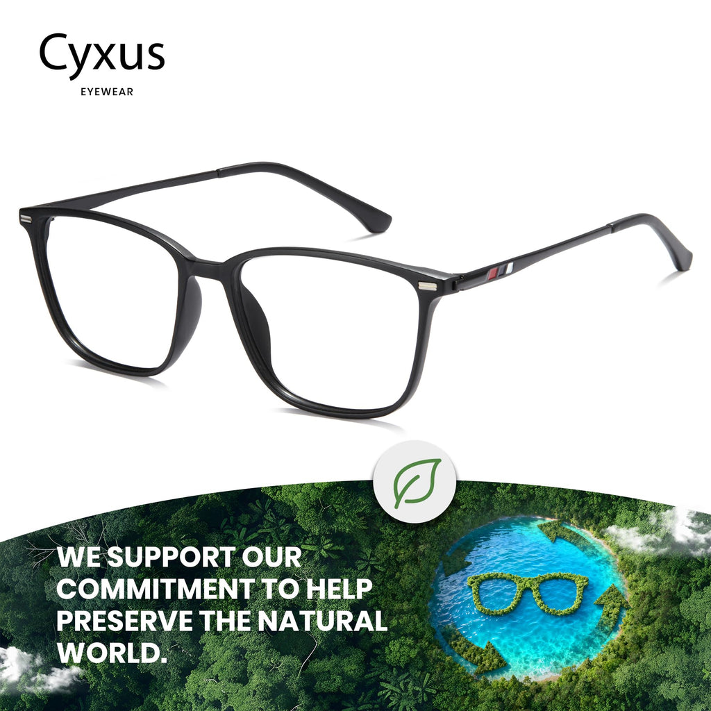 Cyxus Blue Light Blocking Glasses Men Woman Square TR90 Frame Anti Eyestrain Office Computer Gaming Study 8208