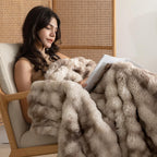 COOVA Soft Bubble Faux Fur Throw Blanket, 50"x60", Tie-dye Brown