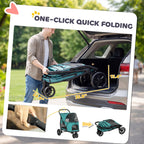 PawHut 3 Wheel Pet Stroller, Dog Stroller Dual Entry, Easy One-Click Quick Fold, All-Terrain Wagon Cart with Air Mesh, Washable Cushion, for Small and Medium Dogs and Cats Up to 44 lbs, Dark Green
