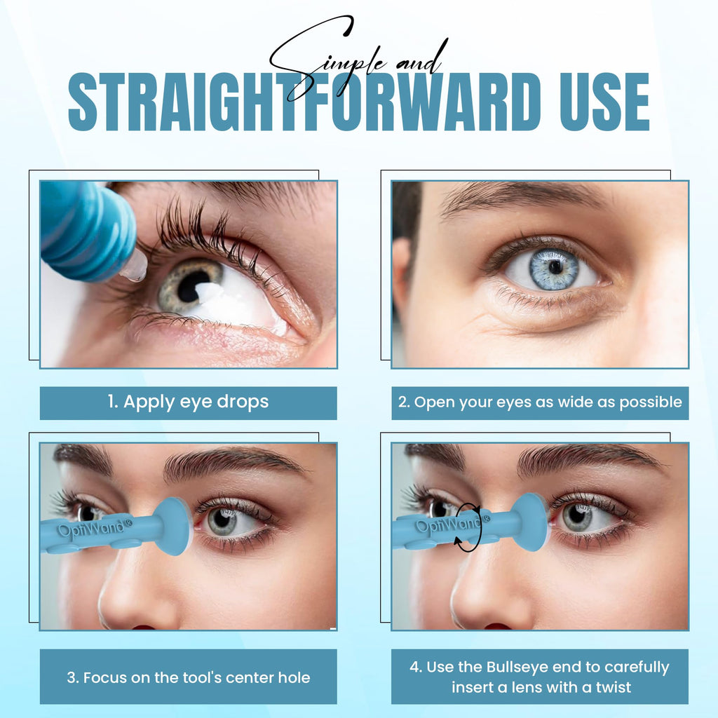 OptiWand 2 Pack Small Soft Contact Lens Removal & Insertion Tool - Silicone Rubber Soft Lens Applicator & Remover Device with Pincher End & Finger Grips - Safe & Easy on Eyes, Travel Size 1.75"