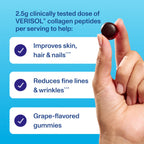 Vital Proteins Collagen Gummies, 2.5g of Clinically-Tested Collagen for Hair, Skin, Nails & Wrinkles, 120 ct Bottle, Pack of 2, Grape Flavor