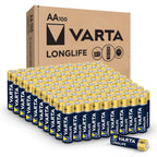Varta Longlife AA Batteries (100 Pack), Alkaline Double A Battery