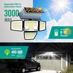 LYWALT Solar Outdoor Lights - 3000LM 188 LED Motion Sensor Outdoor Lights, 4 Heads IP65 Waterproof Powered Security Flood Lights, 270°Wide Lighting Angle Wall Light with Sensors for Backyard Yard