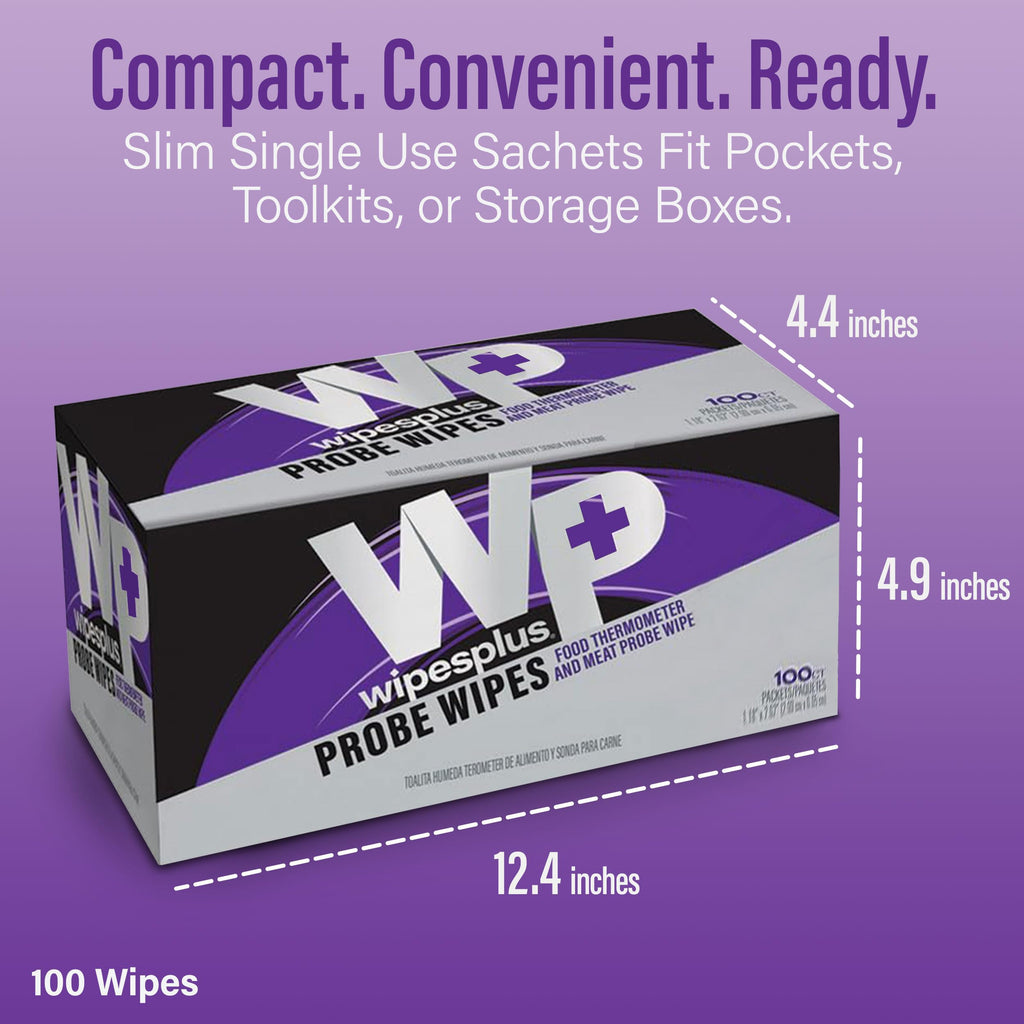 WIPESPLUS Probe Wipes, Thermometer Wipes, Meat Probe Wipe with Individual Satchets for Home and Business, 1000 Count, 10 Packs of 100, White