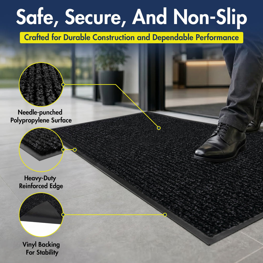 Notrax 109 Industrial Door Mat, 3' x 4' Charcoal, Made in the USA