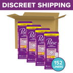 Poise Daily Microliners, Incontinence Panty Liners for Bladder Leaks, 1 Drop Lightest Absorbency, Long Length, 152 Count of Pantiliners (4 Packs of 38)