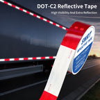 SWRT DOT-C2 Reflective Tape 2 Inch x 200 Feet Red White Reflective Tape Outdoor Waterproof Conspicuity Strong Adhesive Reflector Tape Warning Safety Tape for Vehicles Trailers Boats Signs