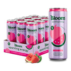 Bloom Nutrition Zero Sugar Energy Drink, Strawberry Watermelon, 12oz 12pk