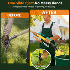 Weed Puller Tool Stand Up with Slide-Release Ejection, Reinforced Steel Weeder with 3-Section Long Handle, No-Touch Cleaning for Lawn & Garden, Heavy Duty No Bend Weeding Tool for Dandelions, Thistles